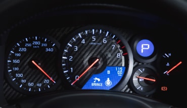 Nissan GT-R detail of mesh-gear design gauges.