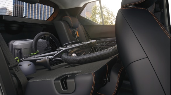 Nissan crossover with flexible rear seating for additional storage.