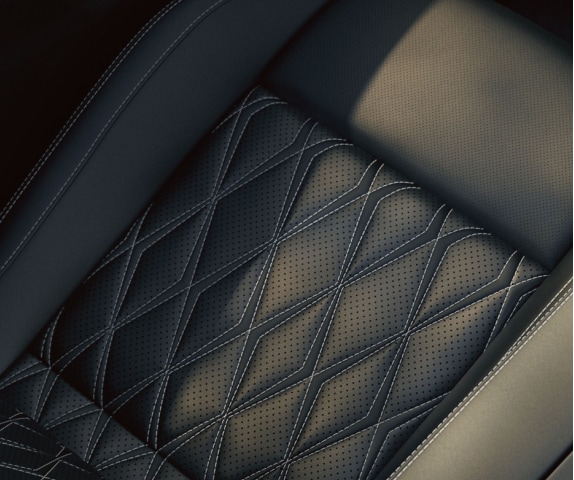 Close up view of 2024 Nissan Rogue leather seat