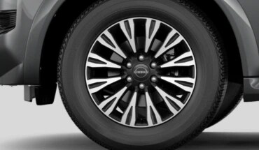 The 20-inch black alloy wheels on the 2023 Nissan Armada Midnight Edition