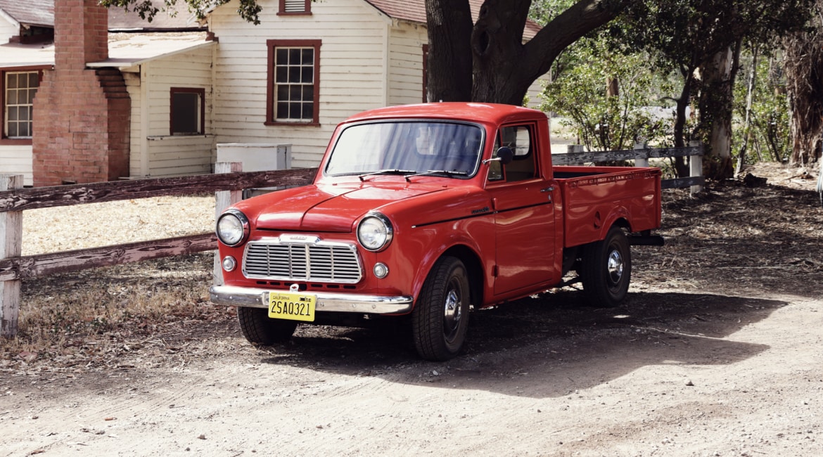 A Red 1959 Datsun 1000 truck