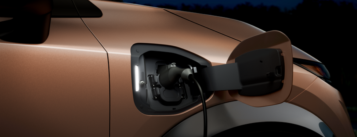 2023 Nissan Ariya closeup of charging port