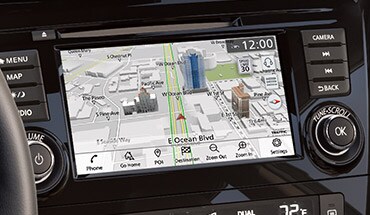 2022 Nissan Qashqai touch screen showing navigation screen