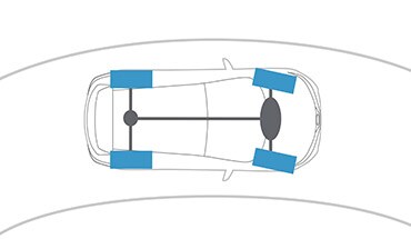 2022 Nissan Qashqai illustration from above showing front wheels engaged in a turn with Intelligent all-wheel drive