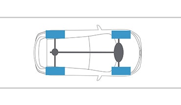 2023 Nissan Qashqai illustration from above showing Intelligent all-wheel drive