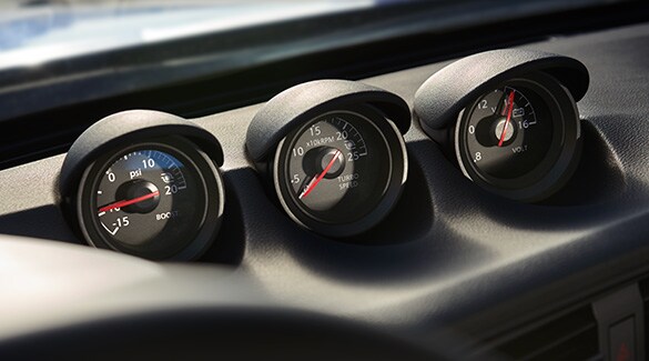 2023 Nissan Z close up of iconic triple gauge cluster