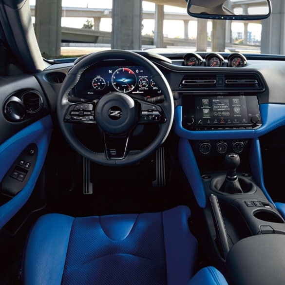 Blue interior in the drivers side of the 2024 Nissan Z