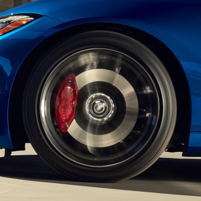 Front drivers side wheel on a blue 2024 Nissan Z