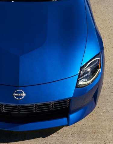 Hood on a blue 2024 Nissan Z