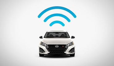 Nissan Altima under Wi-Fi sign connecting to hotspot