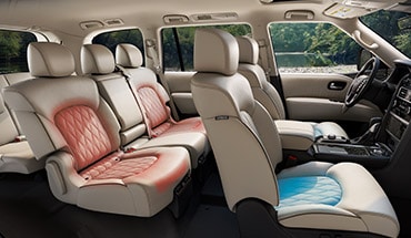 2022 Nissan Armada illustration of climate controlled front seats and heated rear seats