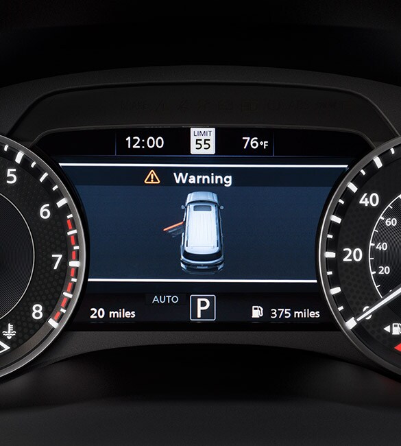2022 Nissan Armada gauge screen showing rear door alert
