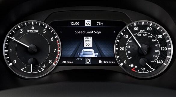 2023 Nissan Armada gauge screen showing traffic sign recognition technology