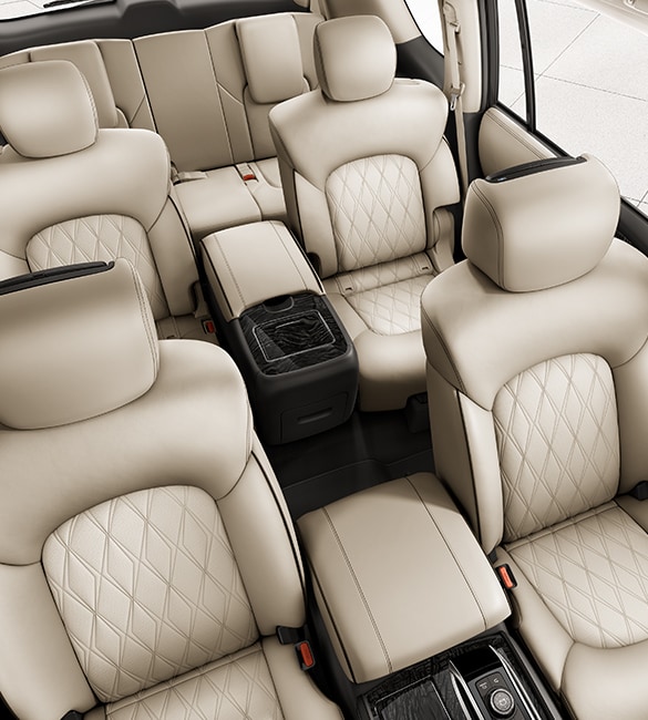 2023 Nissan Armada top view of interior showing three rows of seats.