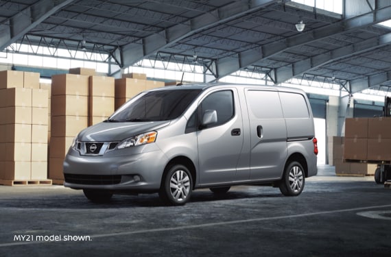 Nissan NV200 Compact Cargo Van parked in warehouse