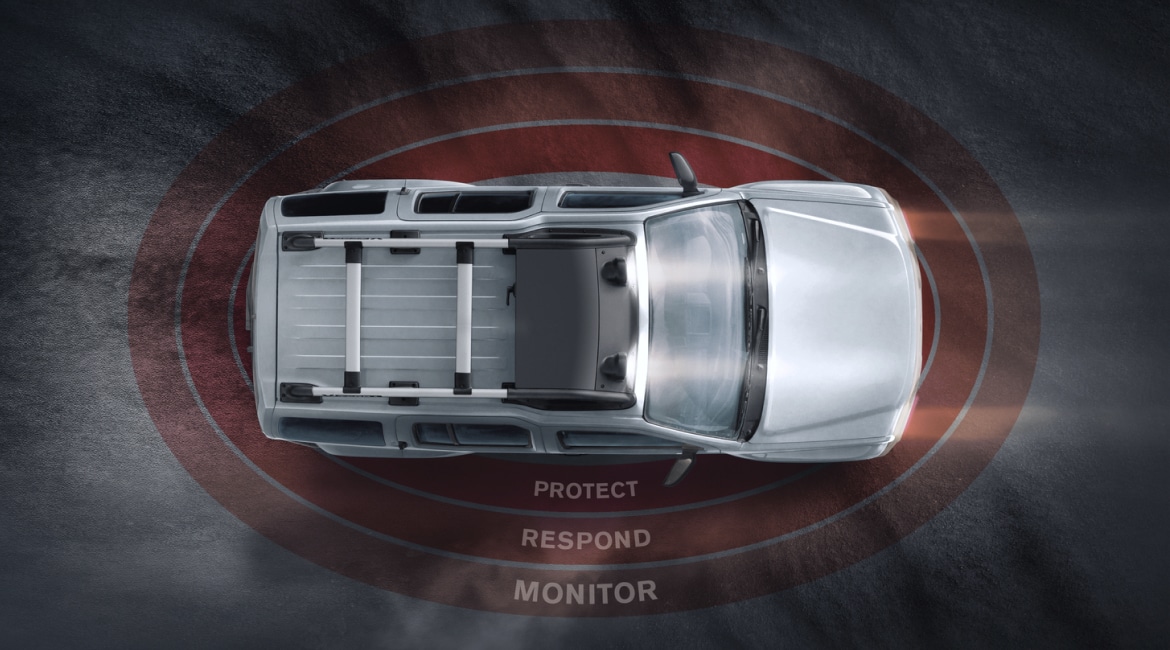 Overhead illustration to demonstrate Nissan Xterra safety features
