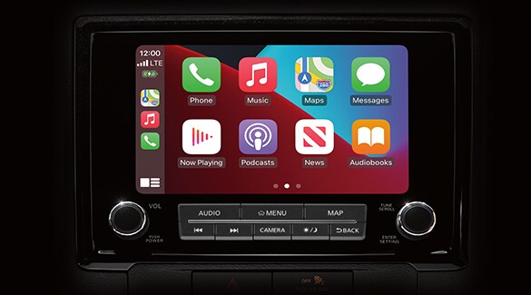 2022 Nissan Frontier touch-screen showing Apple Carplay apps.