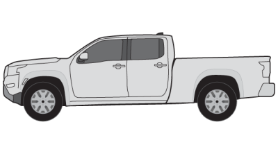 2022 Nissan Frontier Crew Cab Long Bed in silver on white background with 1140 lb payload