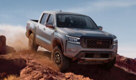 2023 Nissan Frontier off-road going down a steep incline.