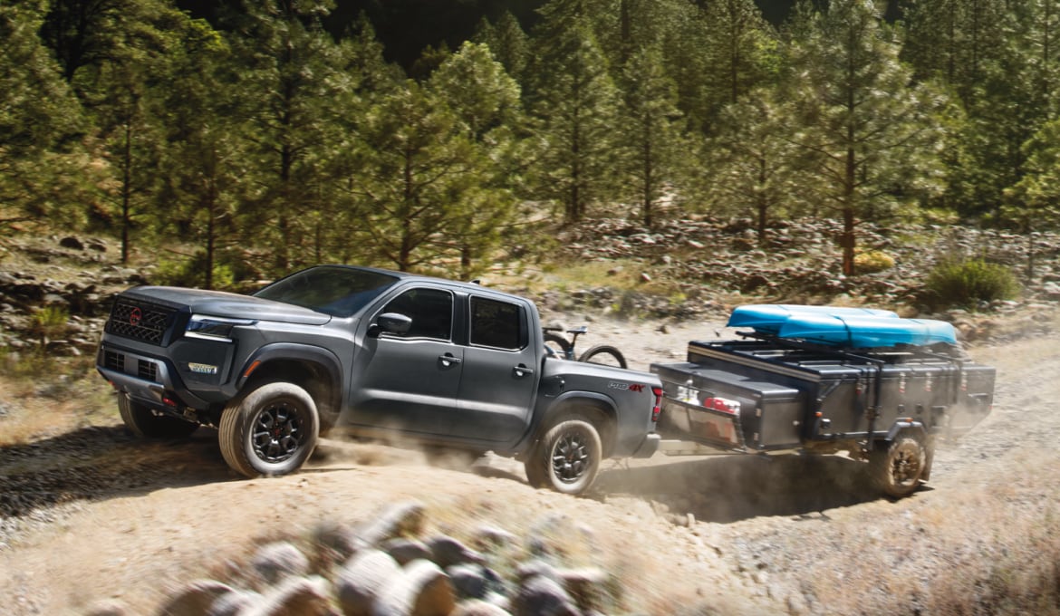 2024 Nissan Frontier truck towing trailer up hill