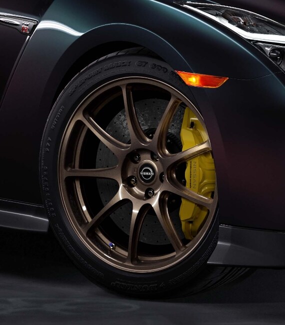 A close up of the 2021 Nissan GT-R T-spec wheels