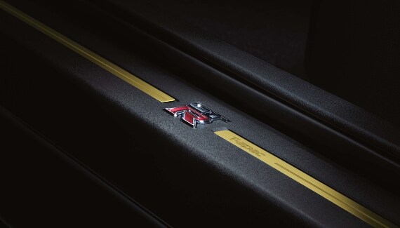 T-spec badging on the doorsill kick plates in the 2021 Nissan GT-R T-spec