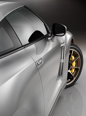 2024 Nissan GT-R detail of V-Motion grille.