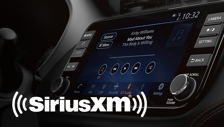 Sirius XM logo over touch screen display