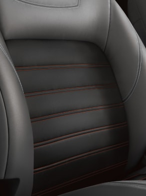 2023 Nissan Kicks leather seat with red contrast stitching