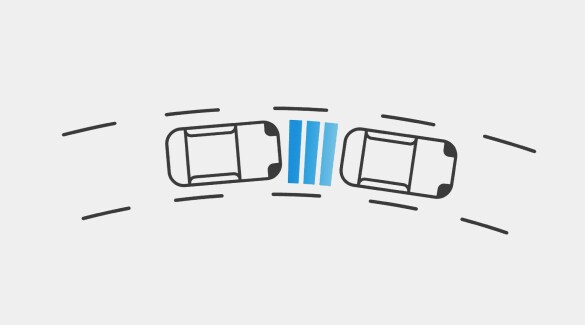 2023 Nissan LEAF overhead illustration showing ProPILOT assist technology keeping a safe space between cars