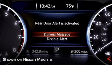 2023 Nissan LEAF showing rear door alert
