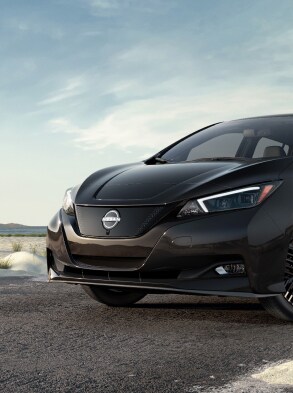 2023 Nissan LEAFin black featuring all-new front fascia