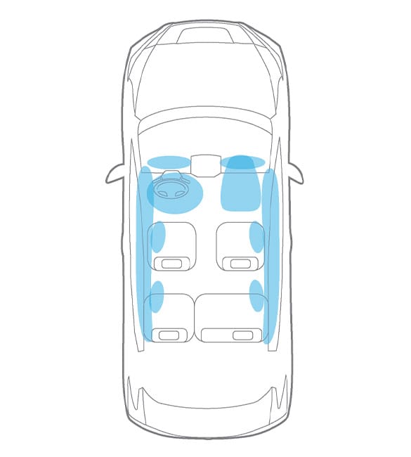 2024 Nissan LEAF illustration of 10 air bag placement in car