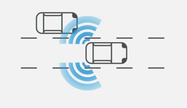 2024 Nissan LEAF overhead illustration showing Intelligent Blind Spot Intervention technology detecting a car to the side