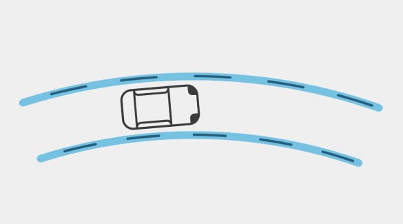 2024 Nissan LEAF overhead illustration showing ProPILOT assist technology keeping the car centered in the lane