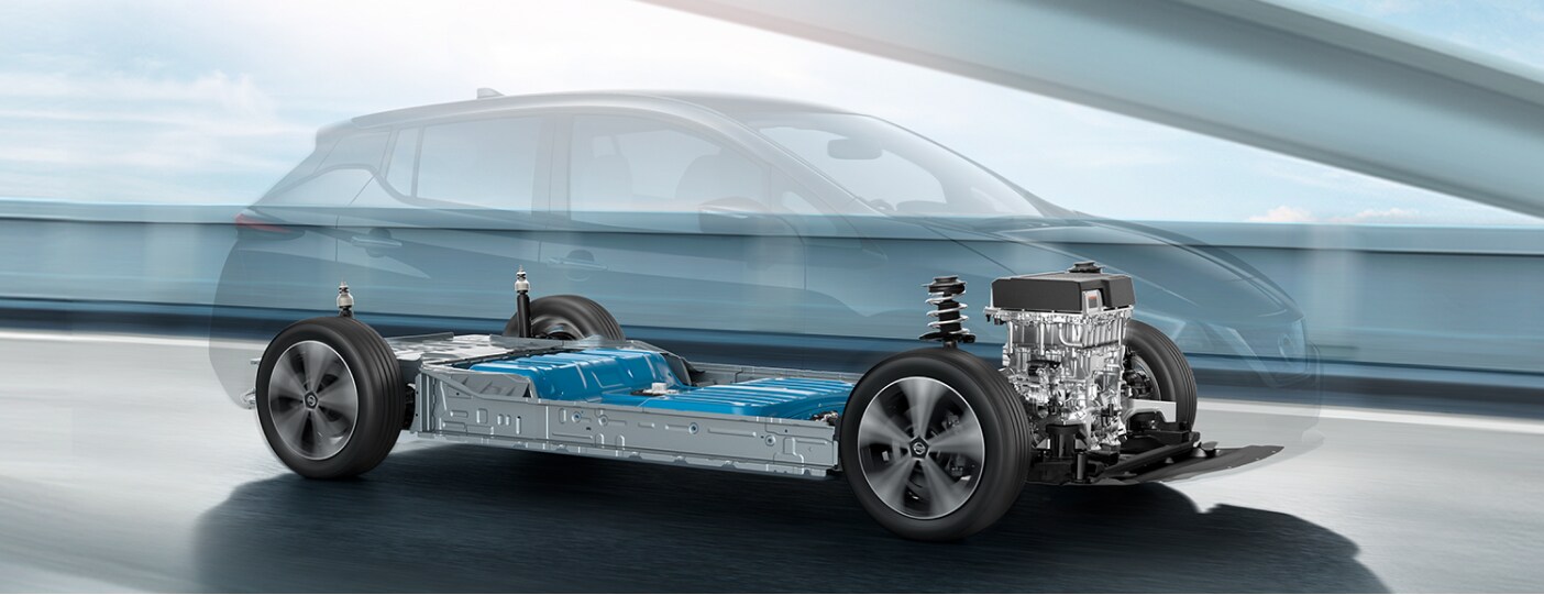 Nissan LEAF with transparent body to show electric powertrain