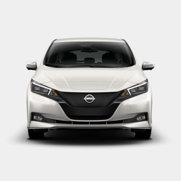 Front view of white 2025 Nissan LEAF