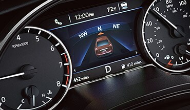2023 Nissan Maxima advanced drive-assist display home screen with compass.