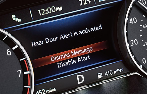 2023 Nissan Maxima advanced drive-assist display rear door alert.