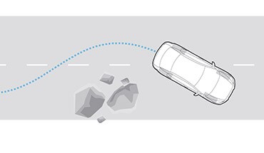 2023 Nissan Maxima illustration of Anti-lock Braking System avoiding a landslide.