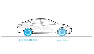 2023 Nissan Maxima illustration of Brake Assist technology coming to a smooth stop.