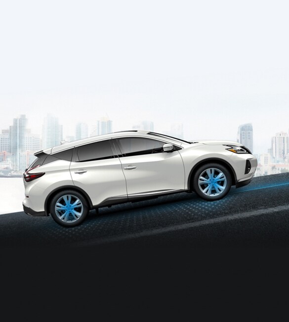 2023 Nissan Murano illustration showing car on a hill using hill start assist.