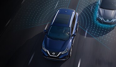 2023 Nissan Murano overhead view demonstrating blind spot warning feature.