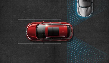 Nissan Murano illustration showing rear cross traffic alert sensors
