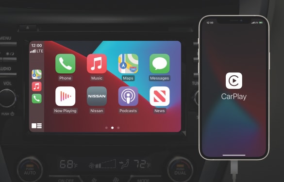 2023 Nissan Murano touch-screen showing Apple CarPlay app, video.