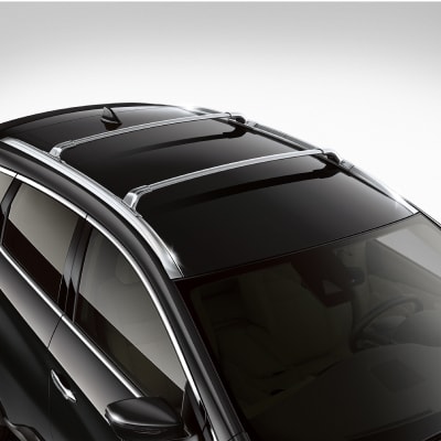 Available roof rail crossbars in the 2024 Nissan Murano demonstrated on a black model