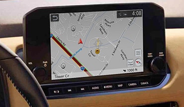 2023 Nissan Rogue showing door-to-door navigation on touch-screen display.