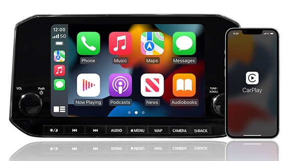 2023 Nissan Rogue showing Apple CarPlay on touch-screen display.