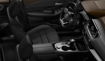 2023 Nissan Rogue Midnight Edition black leatherette seats. 