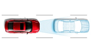 2022 Nissan Sentra illustration showing automatic emergency brake with pedestrian detection technology